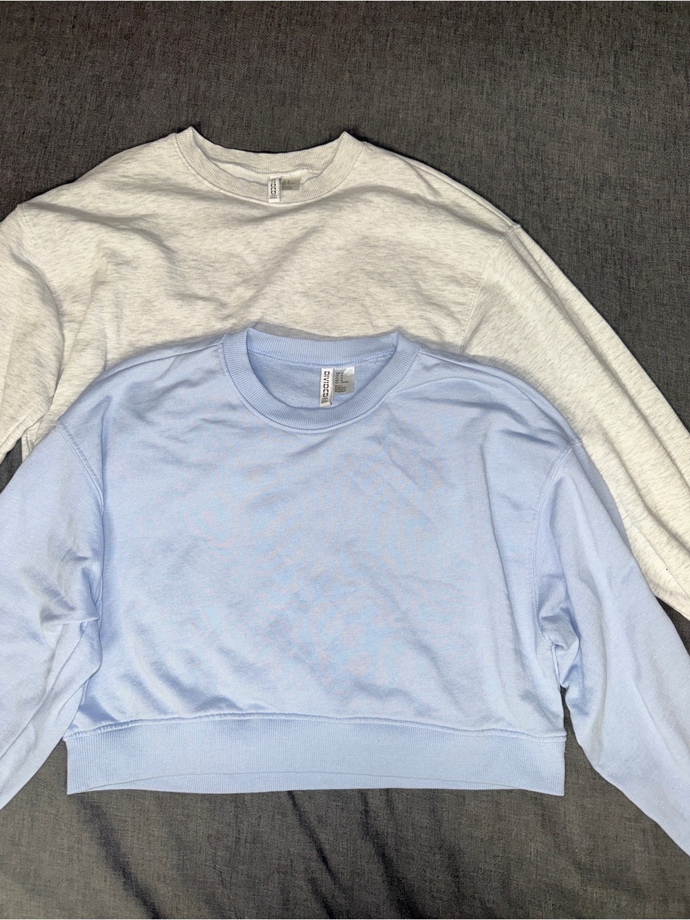 Two Cropped Crewneck Sweatshirt Light Blue/ Grey